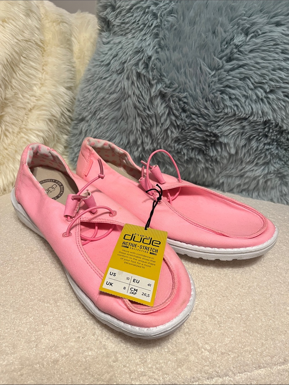 Hey Dude Pink Canvas Slip-On Sneakers with White Soles